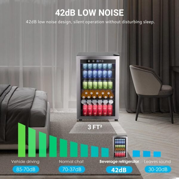EUHOMY 4.5 Cu.ft Beverage Refrigerator and Cooler, - Image 2