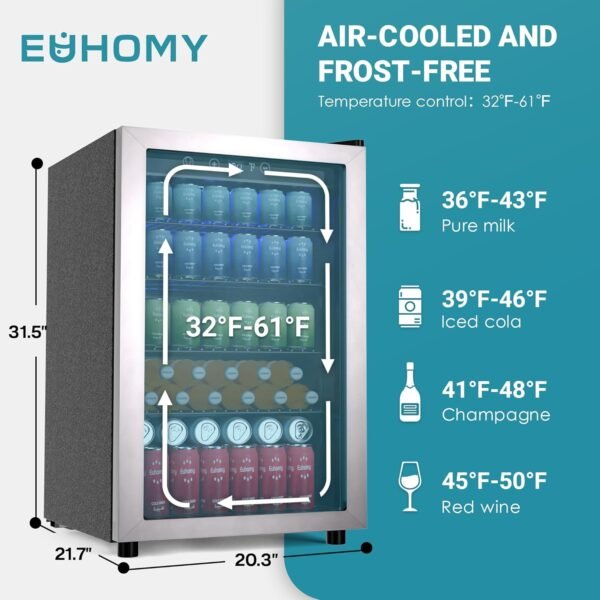 EUHOMY 4.5 Cu.ft Beverage Refrigerator and Cooler, - Image 5