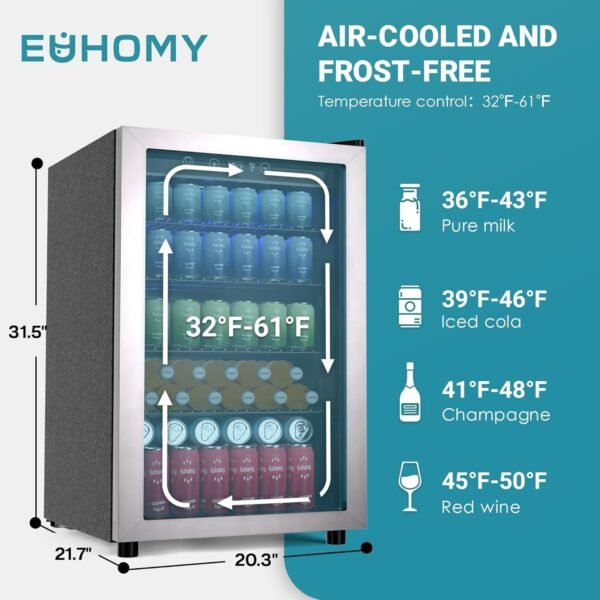 EUHOMY 4.5 Cu.ft Beverage Refrigerator and Cooler,