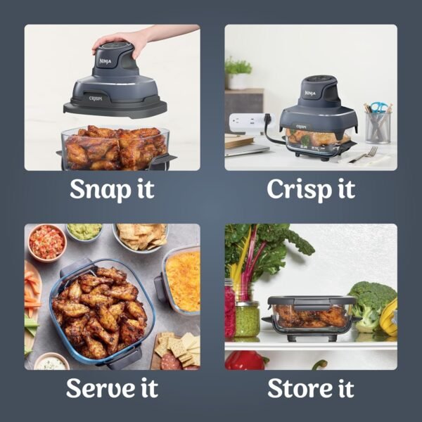 Ninja Crispi 4-in-1 Portable Glass Air Fryer Cooking System,