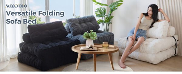 MAXYOYO Folding Sofa Bed, Convertible Sleeper Chair with Pillow Foldable Mattress with Back Support, Portable Fold Out Chair Bed Comfy Floor Sofa Lounge for Living Room Bedroom, Dark Grey, Single : Home & Kitchen
