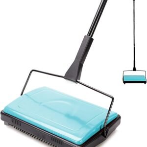 Yocada Carpet Sweeper Cleaner for Home Office Low&Undercoat Carpets Rugs Pet Hair Dust Scraps Paper Small Rubbish Cleaning with a Brush Blue
