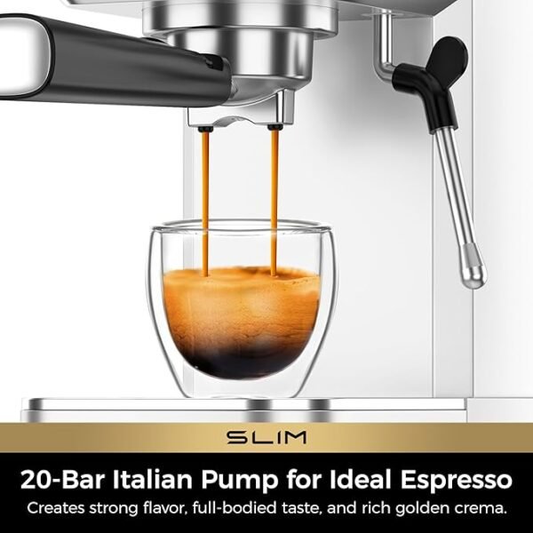 CHULUX Slim Espresso Machine with Milk Frother Steam Wand