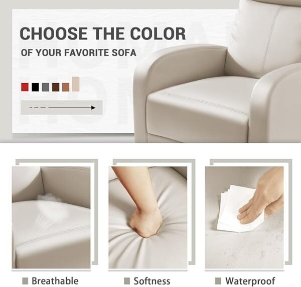 Home Theatre Seating with Lumbar Support (Leather, Beige)