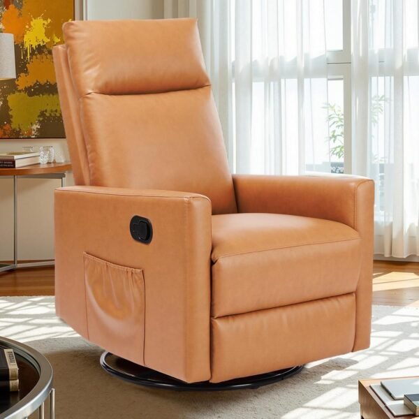 Sweetcrispy Recliner Chair, 360 Swivel Rocker Chair for Adults, Glider Rocker Recliners, Nursery Chairs for Living Room, High Back, Upholstered Deep Seat, Classical Brown : Home & Kitchen