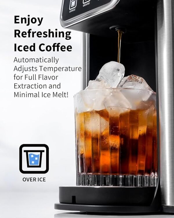 Hot & Iced Coffee Maker with Bold Setting, Single Serve Coffee Maker for K Cup and Grounds