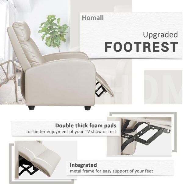 Home Theatre Seating with Lumbar Support (Leather, Beige)