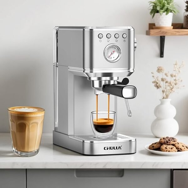 CHULUX Slim Espresso Machine with Milk Frother Steam Wand