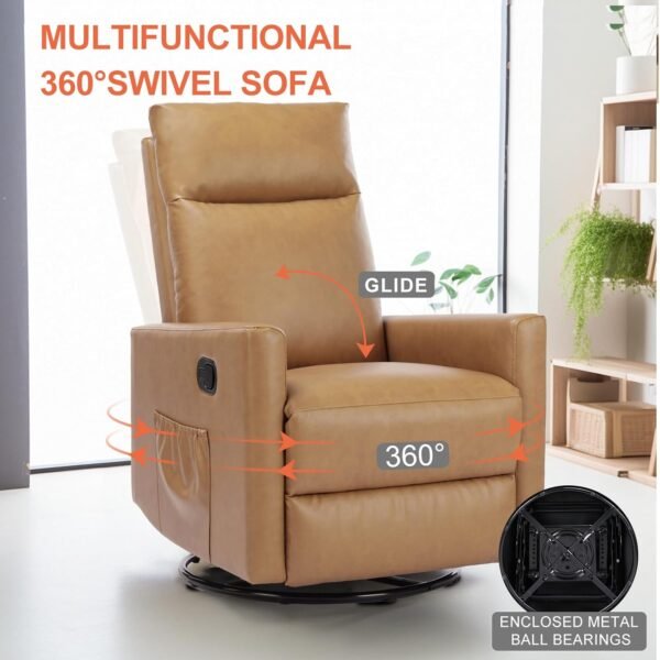 Sweetcrispy Recliner Chair, 360 Swivel Rocker Chair for Adults, Glider Rocker Recliners, Nursery Chairs for Living Room, High Back, Upholstered Deep Seat, Classical Brown : Home & Kitchen