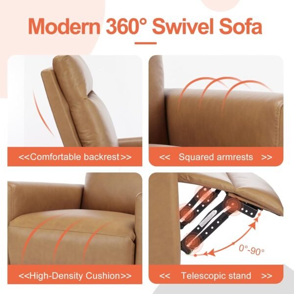 Sweetcrispy Recliner Chair, 360 Swivel Rocker Chair for Adults, Glider Rocker Recliners, Nursery Chairs for Living Room, High Back, Upholstered Deep Seat, Classical Brown : Home & Kitchen