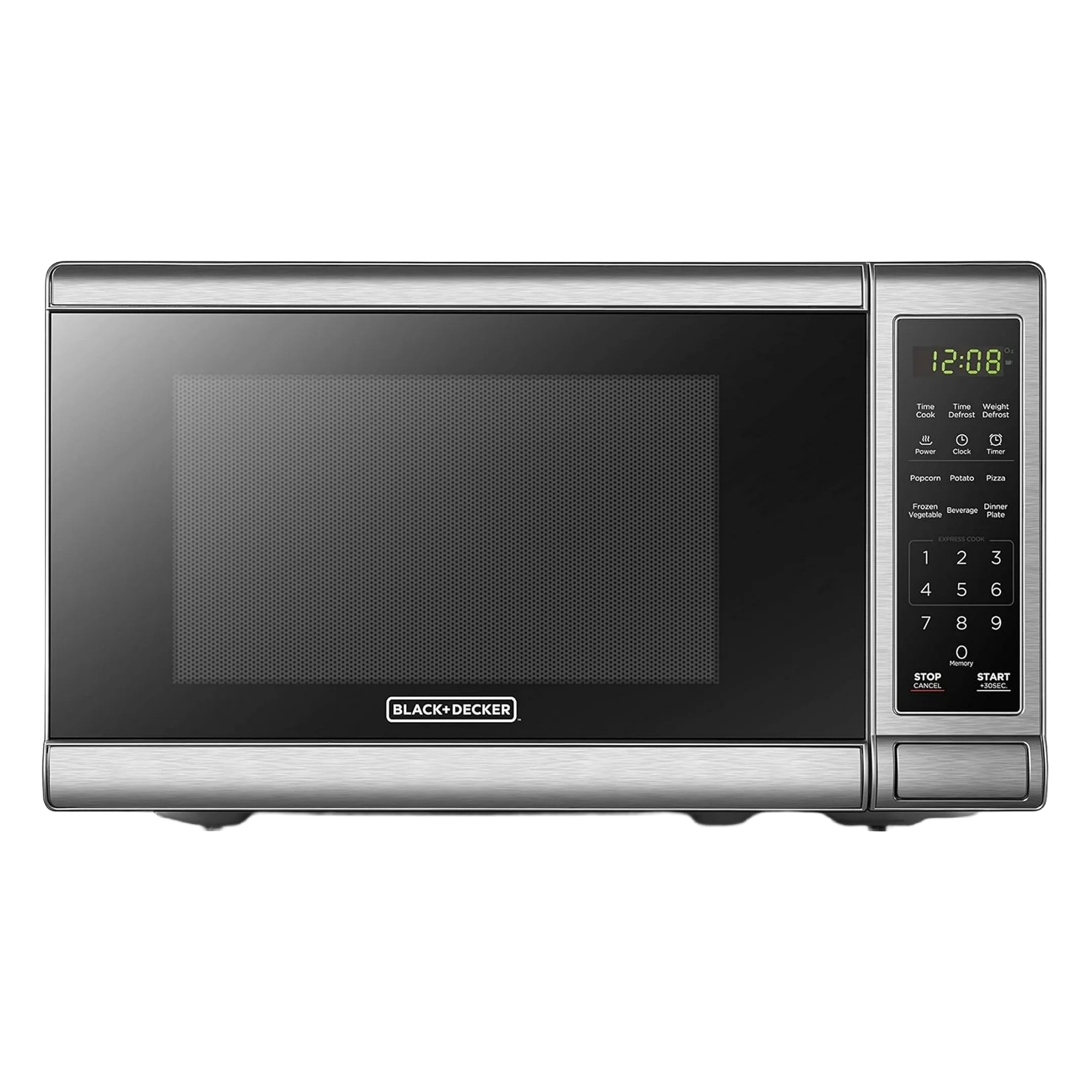 BLACK+DECKER EM720CB7 Digital Microwave Oven with Turntable Push-Button Door