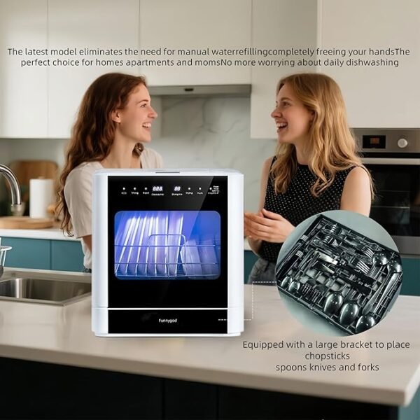 Dishwasher Countertop dishwasher Portable automatic cleaning 4cleaning modes and drying and disinfection mode Just connect a bucket to automatically Absorb water or connect to a faucet to Absorb water