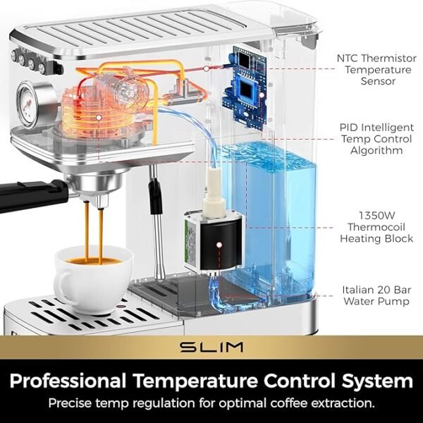 CHULUX Slim Espresso Machine with Milk Frother Steam Wand