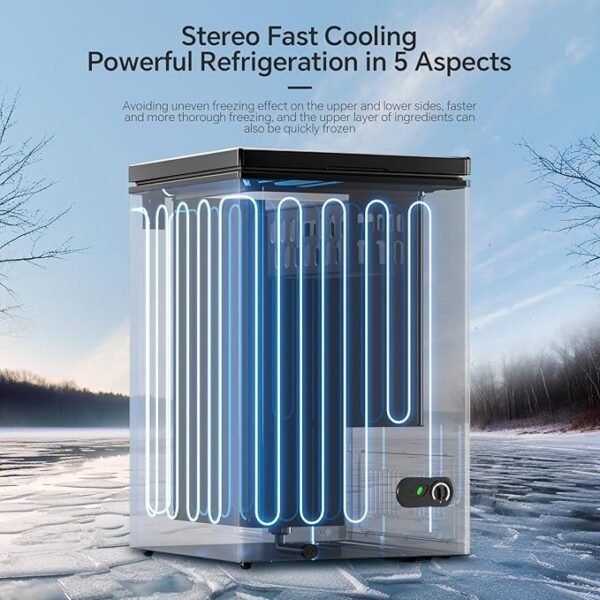 Kismile Chest Freezer with 2 Removable Baskets Free Standing Top Open Door Compact Deep Freezer