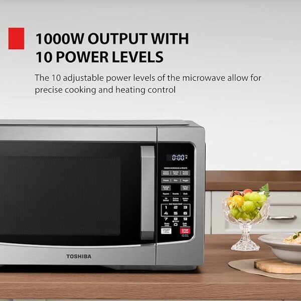 TOSHIBA EM131A5C-SS Countertop Microwave Ovens 1.2 Cu Ft with 12.4" Removable Turntable Smart Humidity Sensor