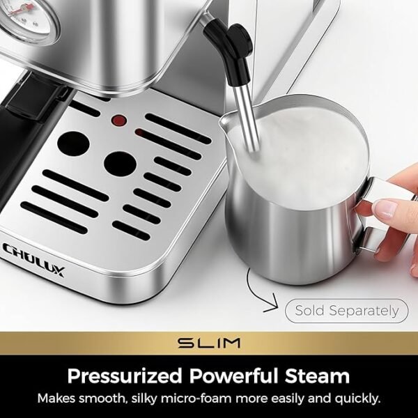 CHULUX Slim Espresso Machine with Milk Frother Steam Wand