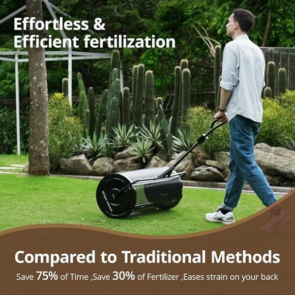 Compost Spreader 36 Inch Towable Peat Moss Spreader with Installation Support Accessories