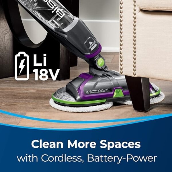 BISSELL® Spinwave Cordless Pet Hard Floor Spin Mop Cleaner 18V with washable mop pads for sealed hard floors