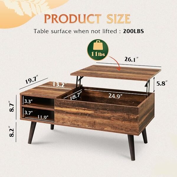 WLIVE Lift Top Coffee Table for Living Room