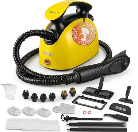Waitbird Multipurpose Steam Cleaner with 20-Piece Accessory Kit – Yellow